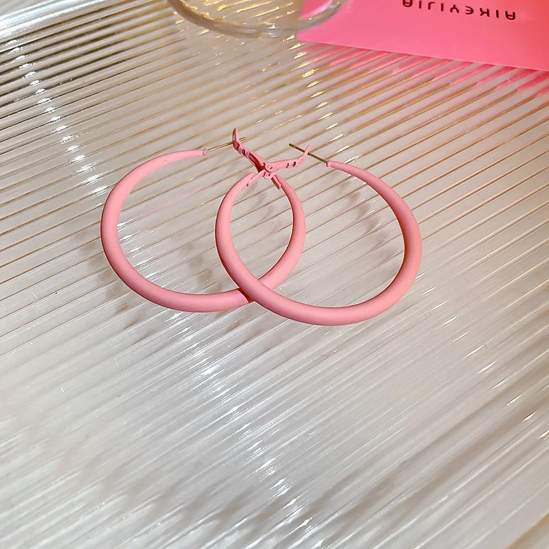 5cm Round Circle Hoop Earrings for Women Big Geometry Dangle Earrings Colorful Punk Loop Jewelry Party Accessories
