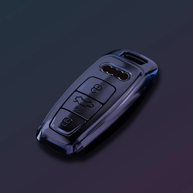 Auto-Fernbedienungsschlüsselhülle für Audi A3 A4 B9 A6 A7 4K A8 E-tron Q5 Q8 C8 D5 SQ8 Wildleder Autoschlüsselanhänger Shell Schlüsselanhänger Schutztasche – Detail 8