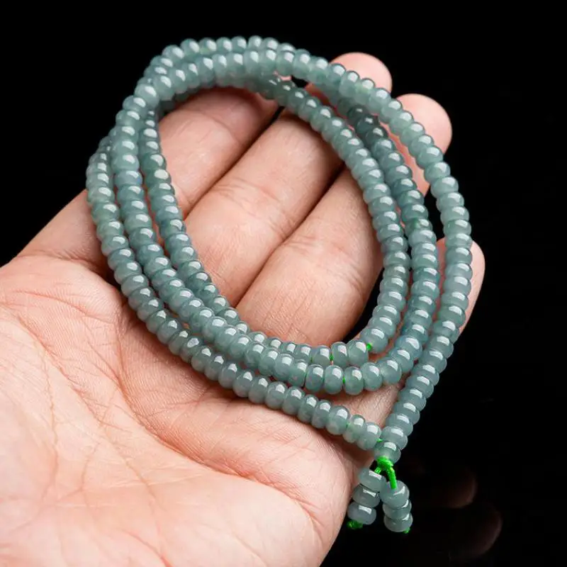 

High Ice Grade A Myanmar Jadeite With Certificate Burma Blue Water Jade Multilayer Tassel Charm Bracelets Men Women Stone Bangle