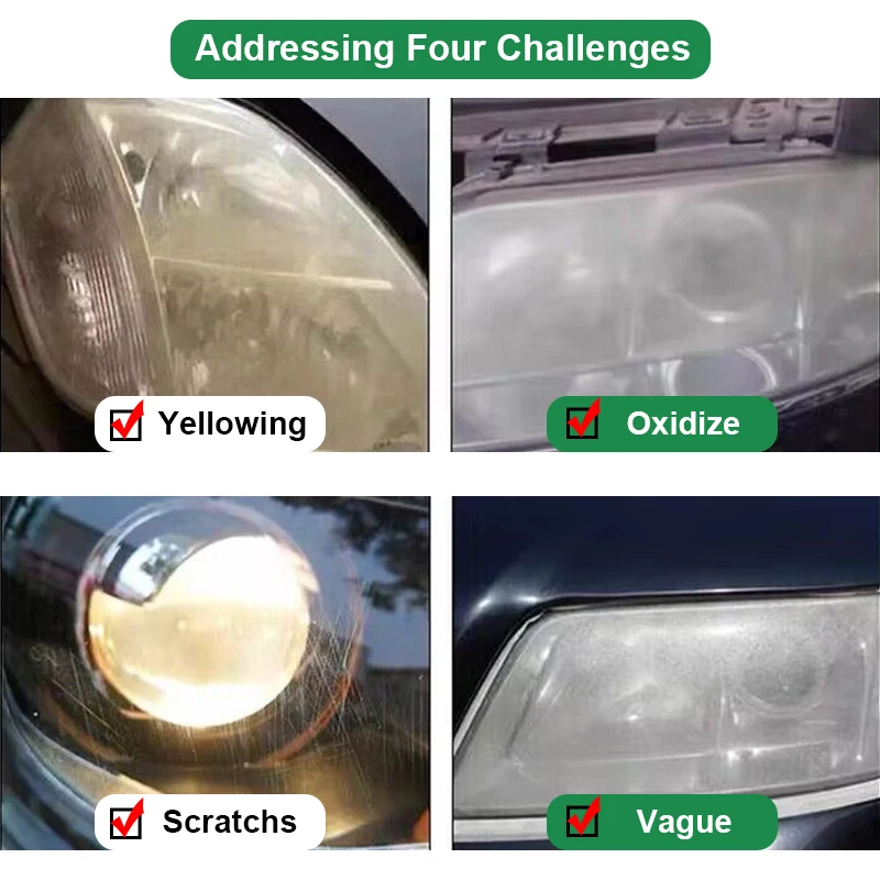 Car Headlight Restoration Polishing Kits Headlamp Scratch Remover Repair Cleaning Paste Remove Oxidation Headlight Polish Liquid