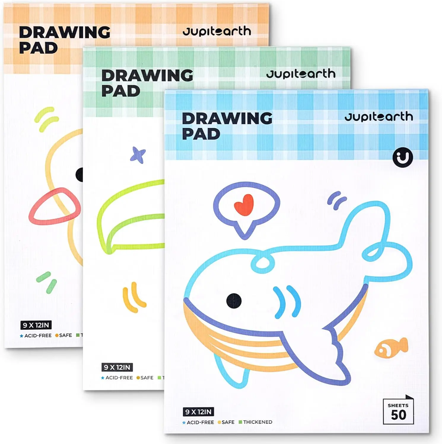 

Набор из 3 блоков для рисования, 50 листов, 9x12 дюймов, бескислотный, утолщенный, на клеевой основе, для раскрашивания, рисования, школьных и художественных работ