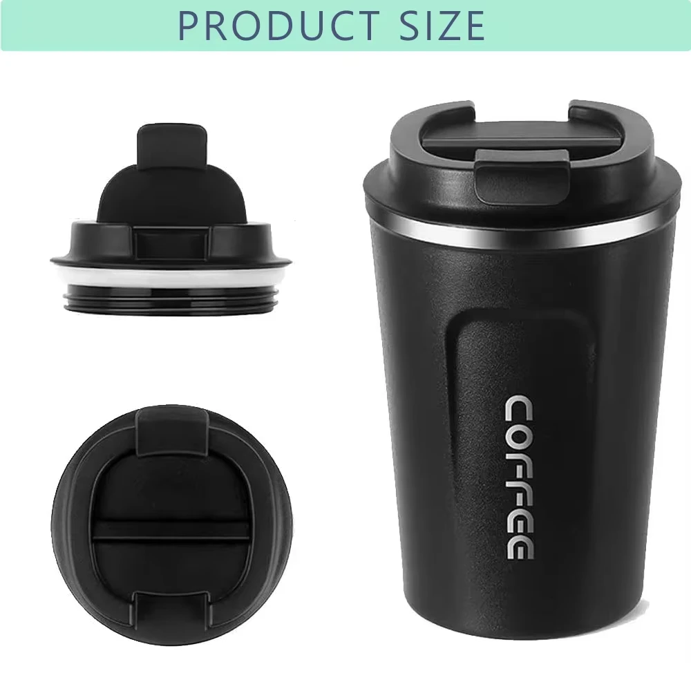 كوب قهوة Thermo Cafe، كوب ترمس للسيارة، كوب حراري مانع للتسرب، كوب حراري للسفر للشاي والماء والقهوة، زجاجة مياه مزدوجة من الفولاذ المقاوم للصدأ