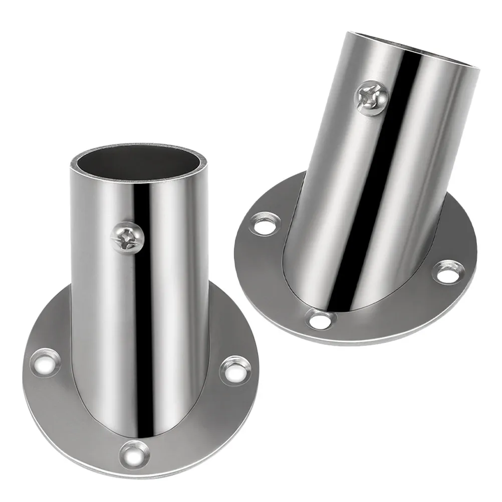 

2Pcs Angled Stainless Steel Flange Bracket for Shower Curtain Rods Corner Mount Heavy Duty Adjustable Bathroom Support