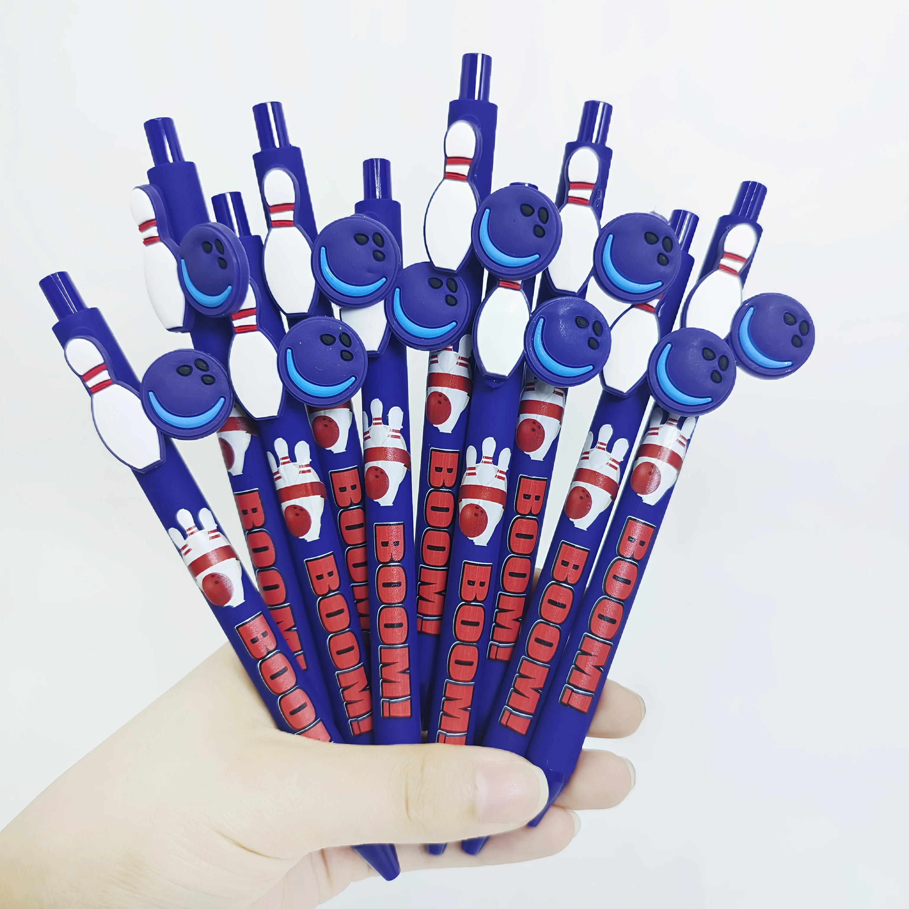 8pcs/12pcs Bowling Styling Patch Pen Sports Series Neutral Pen Creative Gift Pen Ballpoint Pen