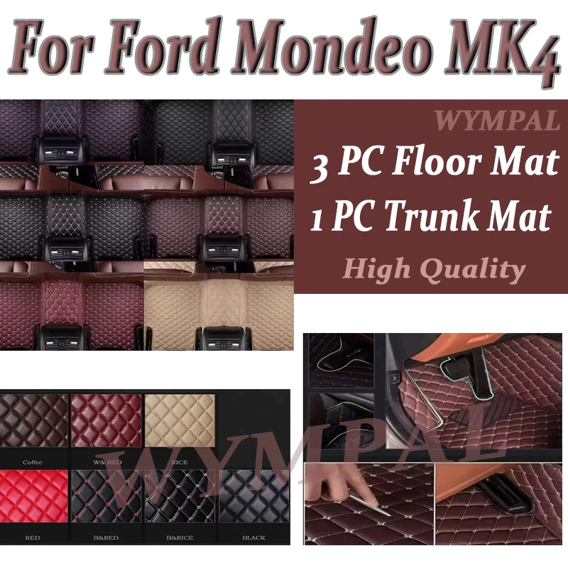 

Luxury Car Floor Mats For Ford Mondeo MK4 2008 2009 2010 2011 Auto Leather Men Women Car Mats Full Cover Custom Automotive