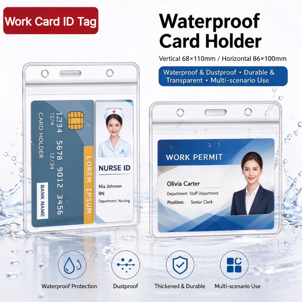 5Pcs/Set Soft Clear ID Pass Work Card Holder Tag for Staff Nurse Badge Holder Sleeve Bus Creitd Card Protective Case Cover