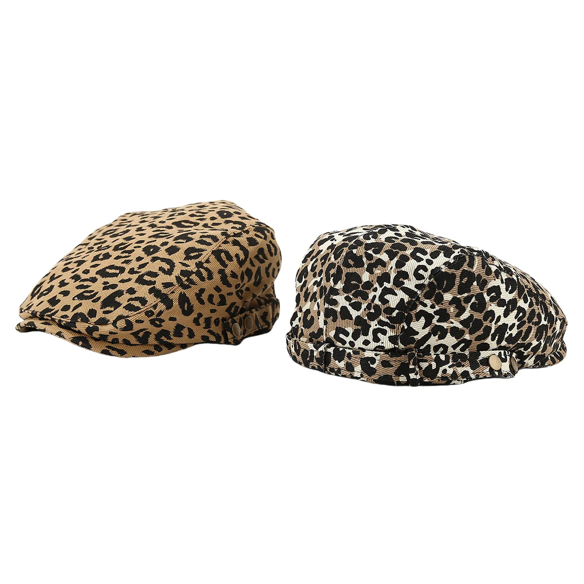 Vintage leopard-print beret Hipster Sunwear Painter hat artsy casual big head show face small forward hat for men and women