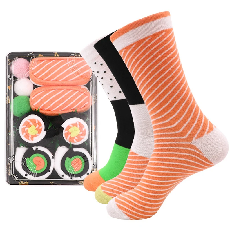 3 Pairs Unique Sushi Patterns Socks for Men Women  Personalized Food Gift Socks for Friends Christmas New Year Valentine Gifts