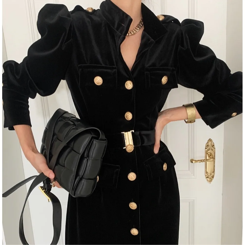 

Ele Long Midi Dr Korean Sle Single Button Ele Aosphere Dr for Various Ocns Suitable for Multiple Ages