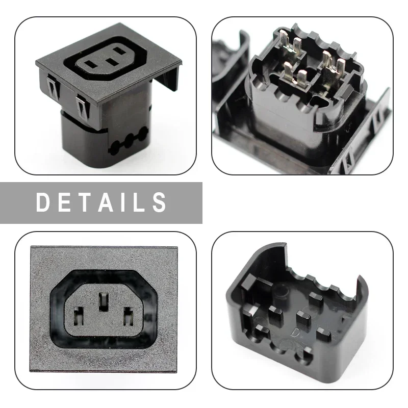 Pierce type IEC 320 C13 Panel Mount Female Connector Locking Snap In Power Socket 15A 10A