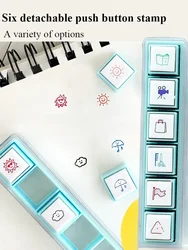 Six Detachable Style Buttons Stamp Weather/transportation Percolation Cute Seal DIY Scrapbook Ledger Log Book Decoration Tool