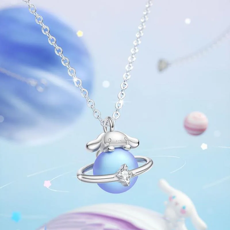 Sanliou Necklace Cinnamoroll Necklace 925 Sterling Silver Female Light Luxury A Minority Advanced Design Kawaii Planet Necklace