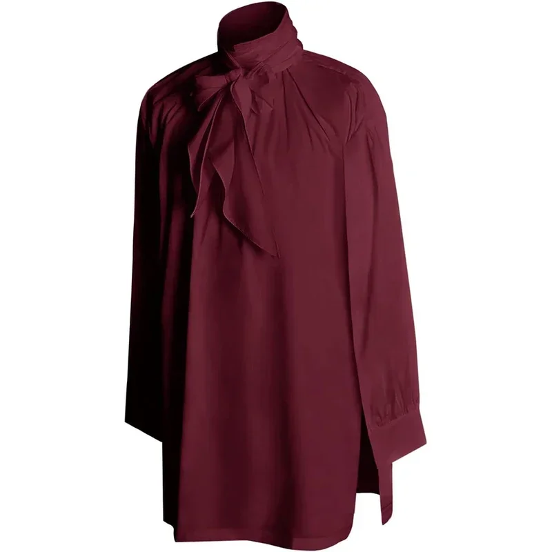 Camicia da uomo rinascimentale a maniche lunghe medievale Steampunk Vampiro Pirata Cosplay Principe Dramma Costume di scena Top MN3