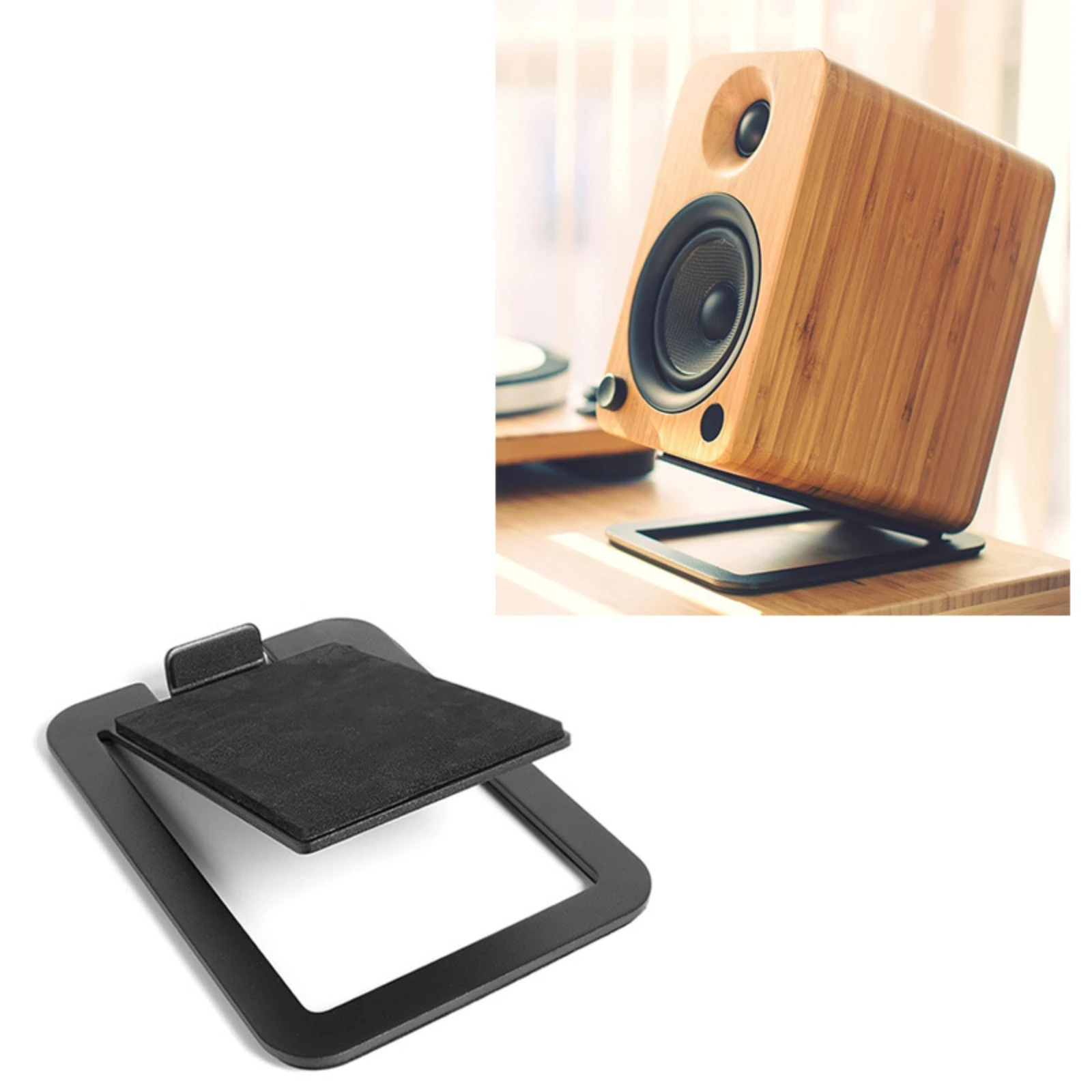 2 Pieces Metal Desktop Speaker Stand Space-Saving Speaker Stand with EVA Foam Padding Sturdy Slim for Studio Desk