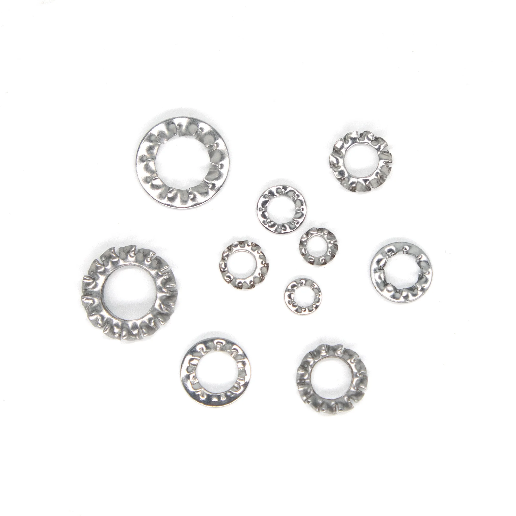 500pcs/Box Mix M3 M4 M5 M6 M8 External Internal Toothed Serrated Lock Washer Gasket Assortment Kit Set 304 A2-70 Stainless Steel image 5