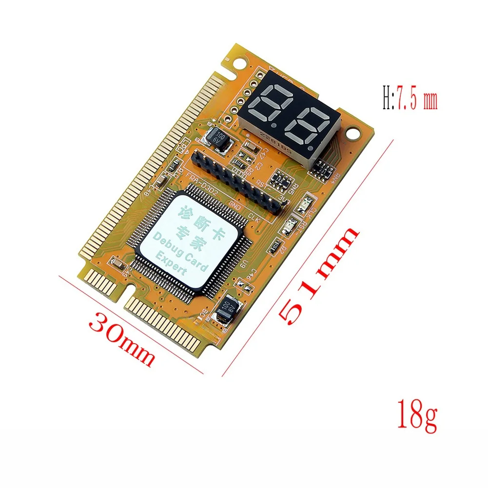 

Motherboard Fault Diagnostic Card Compatible with For Mini For PCI-E LPC Interfaces Red Digital Display 5.1x3x0.75cm