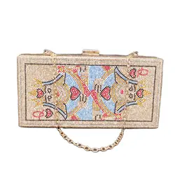 DG PEAFOWL-Bolso de mano de cristal para mujer, Cartera de noche con diamantes de imitación, de póker, Reina, Q Vegas, para la cena, PARA CASINO