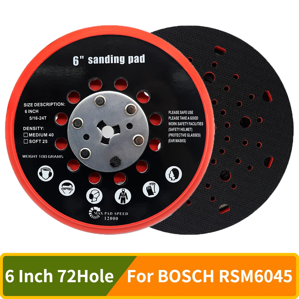 

6Inch Sanding Pad for BOSCH RSM6045 150mm Replacement Pad Dust-Free Medium Hook and Loop Multi-Hole Grinding Plate for Polishing