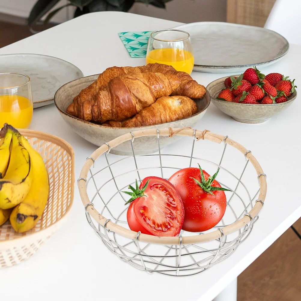 

Iron Wire Fruit Basket Small Metal Storage Basket For Kitchen Desktop Organizer Bread Snack Holder Vegetable Tray
