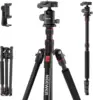 NEEWER TP15 71" Aluminum Camera Tripod Monopod 2 in 1 Heavy Duty Travel Stand with 360° Ball Head & Cellphone Holder Mount, Portable DSLR Cell Phone Stand Compatible with iPhone for Filming Video Recording