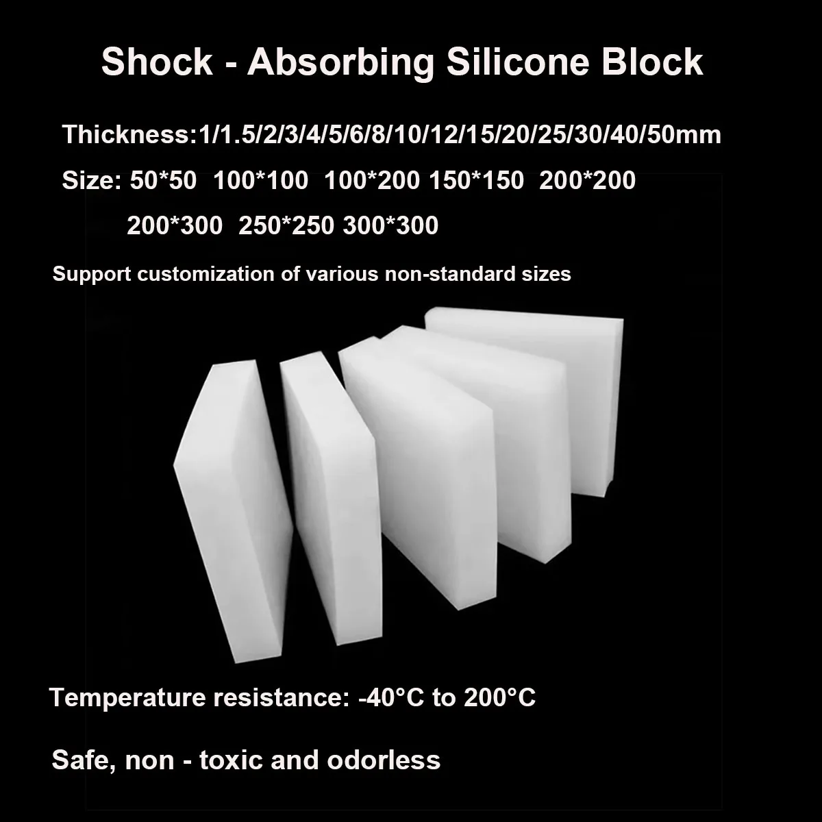 White Silicone Rubber Plate Pad Resistant Shockproof Silica Gel Sheet Width 50‑300mm 1‑50mm Thick for Sealing Buffering Use