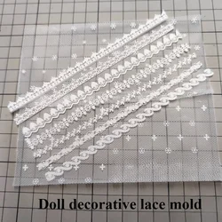 Ultralight Clay Cartoon Doll Skirt Edge Lace Mesh Silicone Mold DIY Polymer Clay Animated Character Hair Accessories Making Tool
