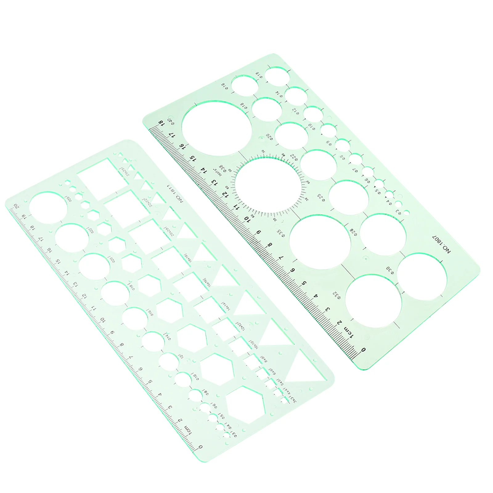 2Pcs Transparent Geometric Drawing Templates Clear Plastic Circle Oval Stencil Rulers for Art Drafting Journaling Design