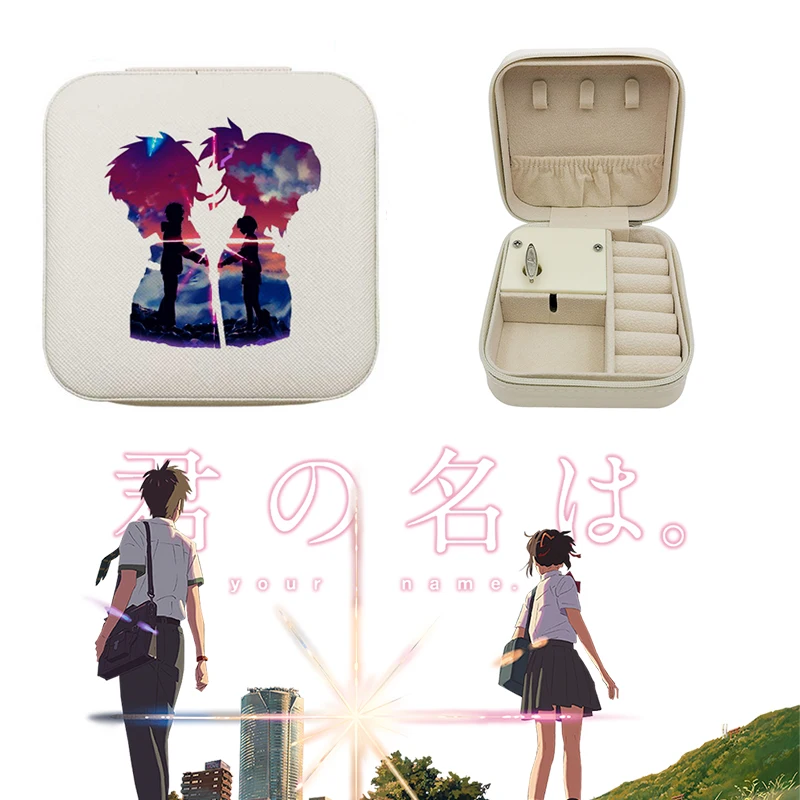 Anime Your Name Jewelry Storage Box Zenzenzense Song PU Leather Vintage Jewelry Gift for Friend Family Birthday Portable