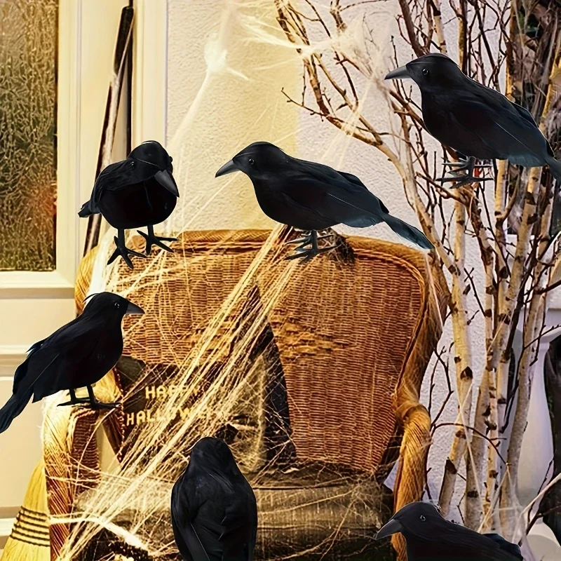 Simulierte schwarze Krähe Halloween-Requisite Simulierte Vogelattrappe Geisterfest Halloween-Dekoration Gruseliges Spielzeug