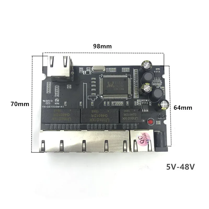 Modul sakelar Ethernet industri 5/6/8 port tidak dapat dikelola 10/100/1000mbps papan PCBA port sensor otomatis OEM