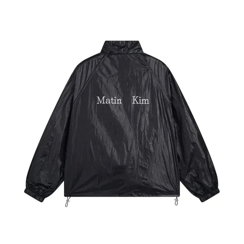 Matin Kim Fashion Glossy Loose Windbreaker, Drawstring Jacket Sun Protection Coat for Women