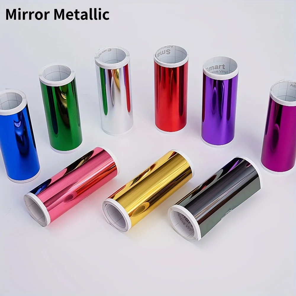 1 rollo de vinilo permanente cromado inteligente para Cricut Joy, vinilo adhesivo metálico de espejo inteligente para decoración DIY Cricut, pegatina, taza