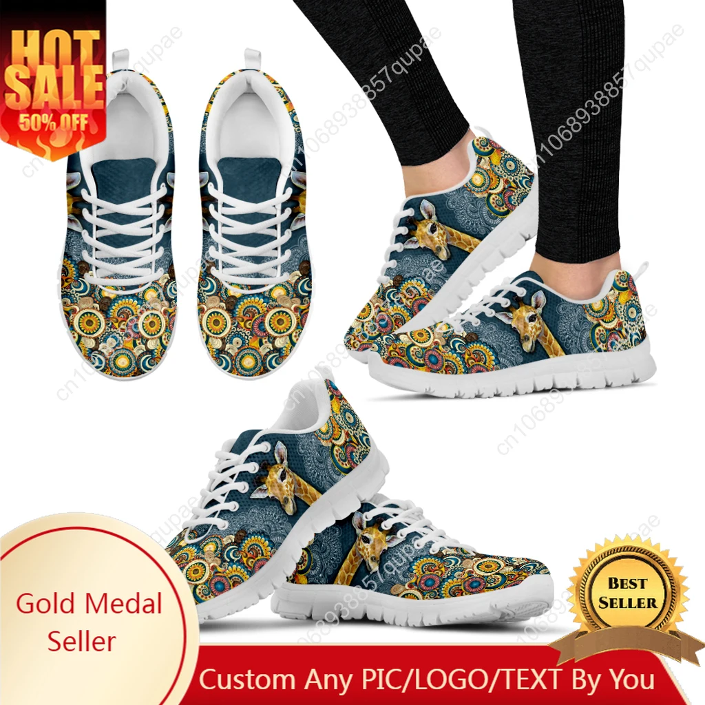 

Bohemian Style Cartoon Giraffe Print Sports Shoes Mens Womens Teenager Children Sneakers Casual Custom High Quality Couple Shoes