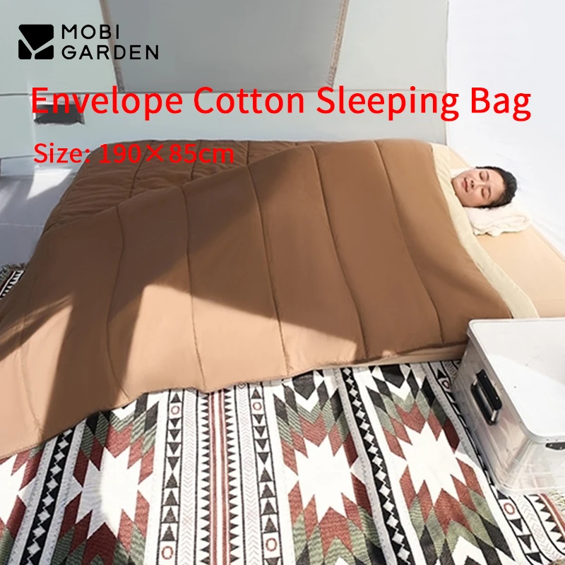 

MOBI GARDEN хлопковый спальный мешок шириной 85 см в конверте, версия на флисовой подкладке 1,8, подходит для 3 сезонов, уличная палатка для кемпинга, путешествий
