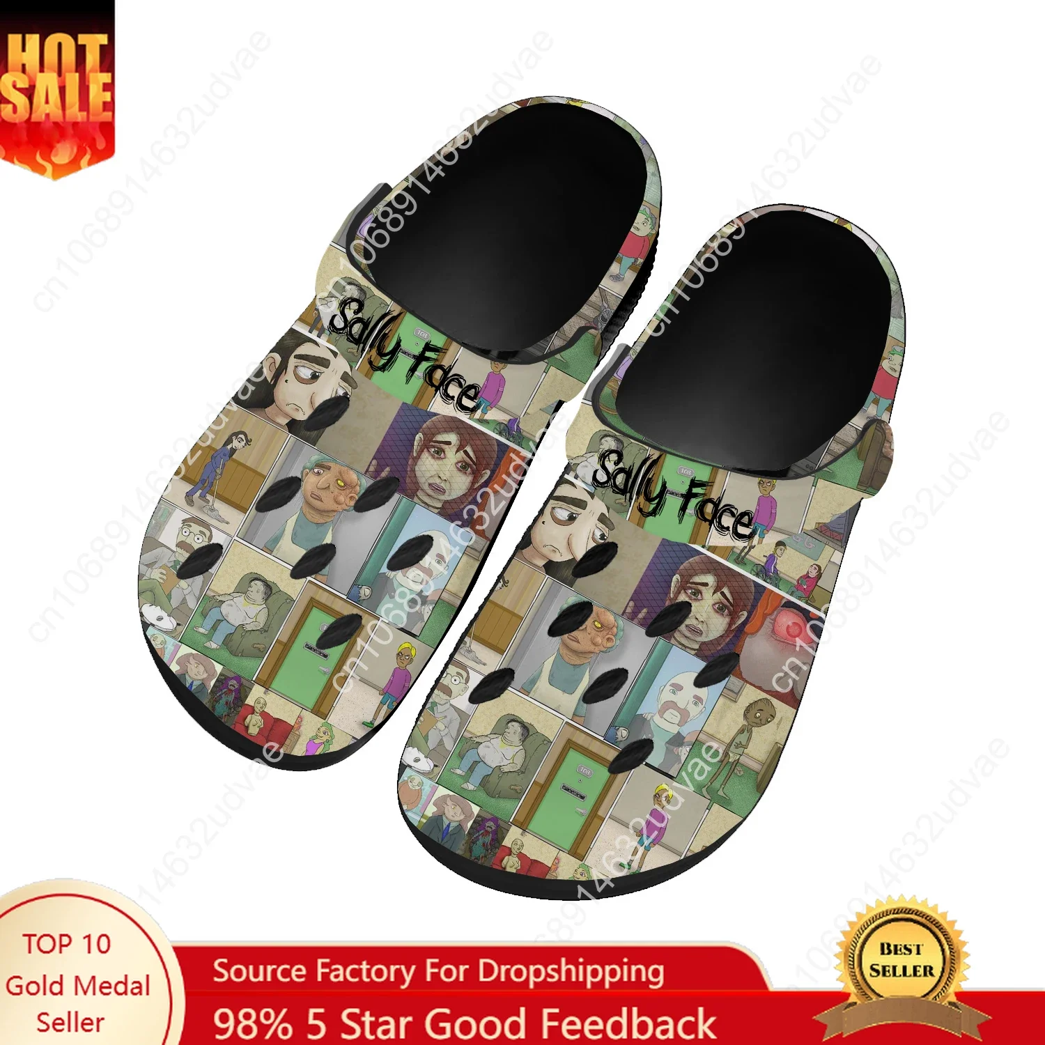 Sally Face Water Shoes Men Women Teenager High Quality Home Garden Clogs Custom Sandals Beach Breathable Hole Slippers