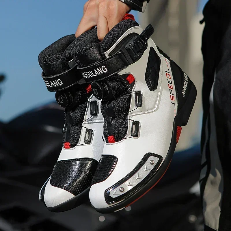 

Reflective Motorbike Shoes Casual Outdoor Breathable Protect Rider Road Racing Sports Gear Rubber Sole Men Motorcycle Boots
