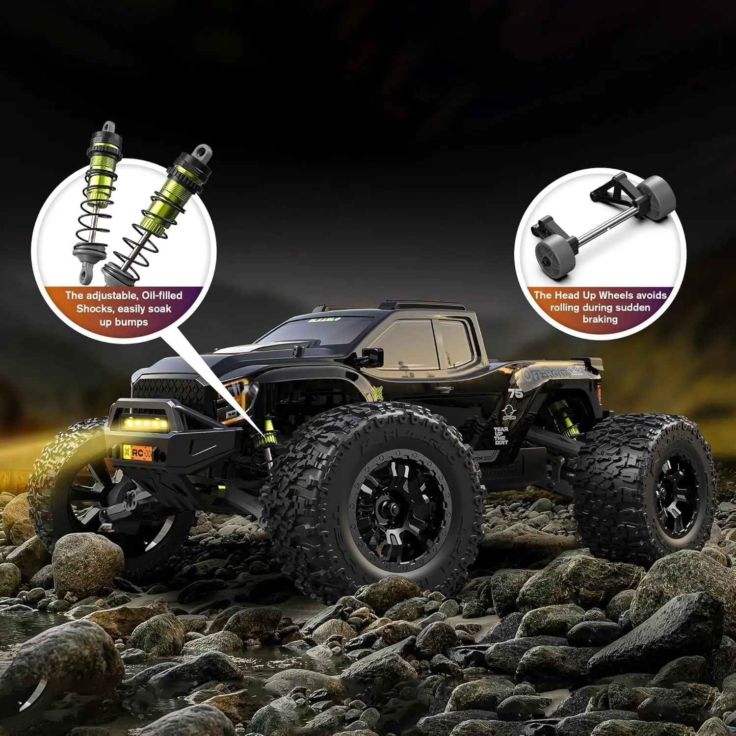 Brushless RC Cars 4WD 50 MPH High Speed Monster Truck Waterproof Carbon Fiber Black for Ages 8 and Up image 5