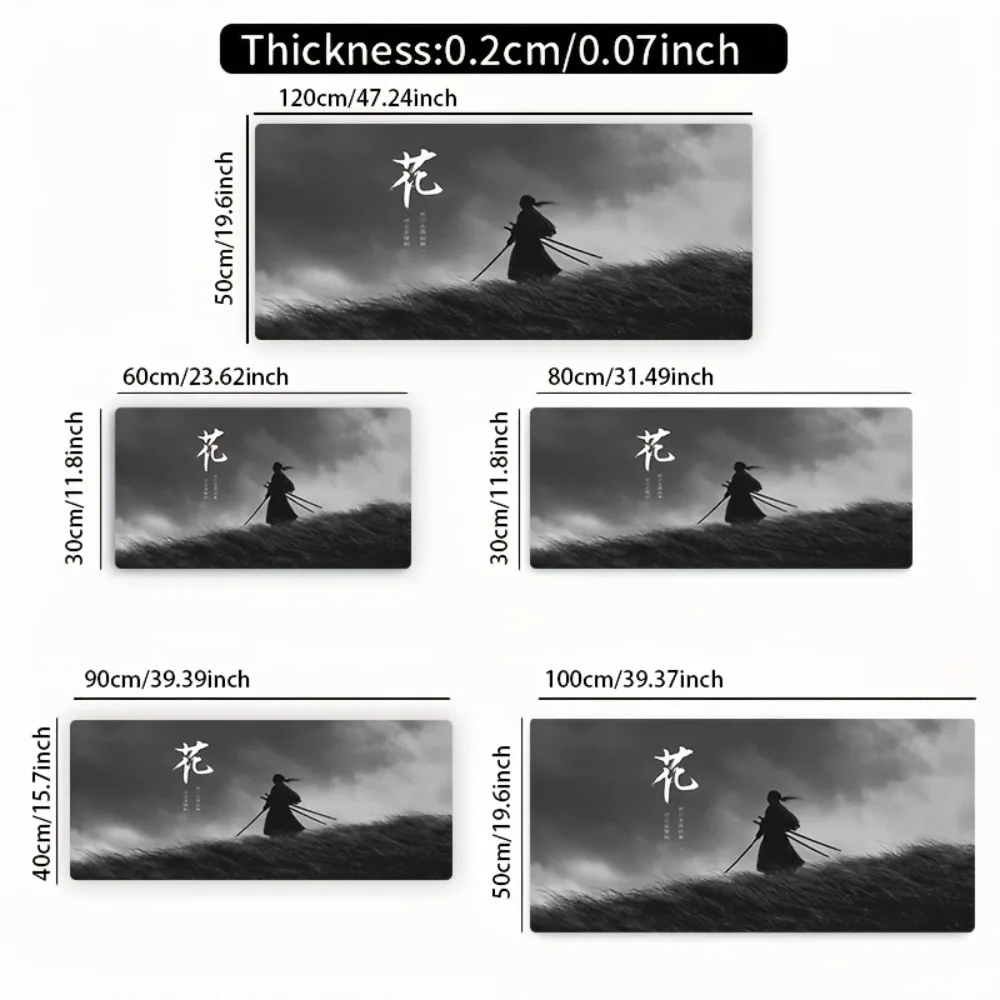 Black and White Style Warrior Silhouette Picture Large-Sized Electronic Sports Game Mouse Pad Desk Accessories Mousepad Gamer