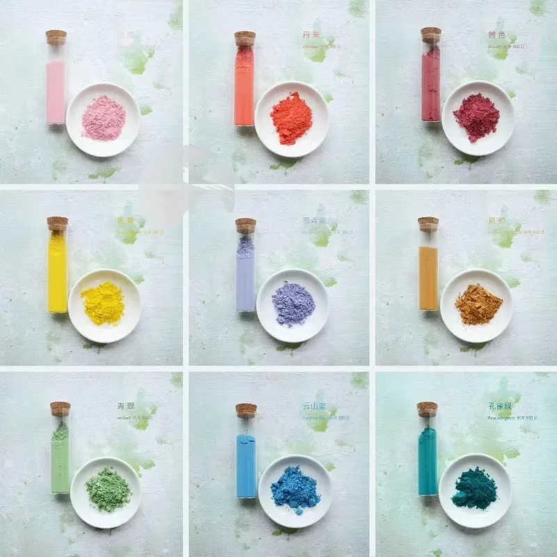 24‑Color 10g Natural Mineral Pigment Powder for Rock‑Color Painting, Murals and Ancient Architectural Polychrome Decoration