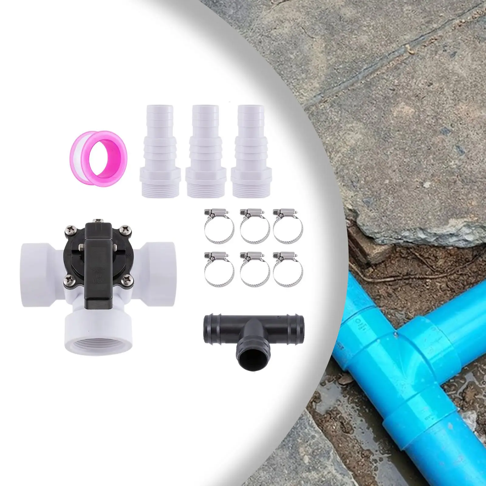 

Three Way Swimming Pool Diverter Valve Set, Hoses Fittings 1.5" for Pools and Spas, Universal Pool Hoses Connection Parts