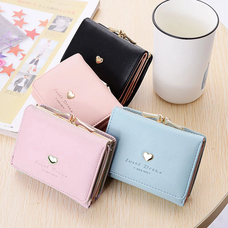 Dompet koin wanita Vintage baru, dompet kulit warna Solid tanpa dompet