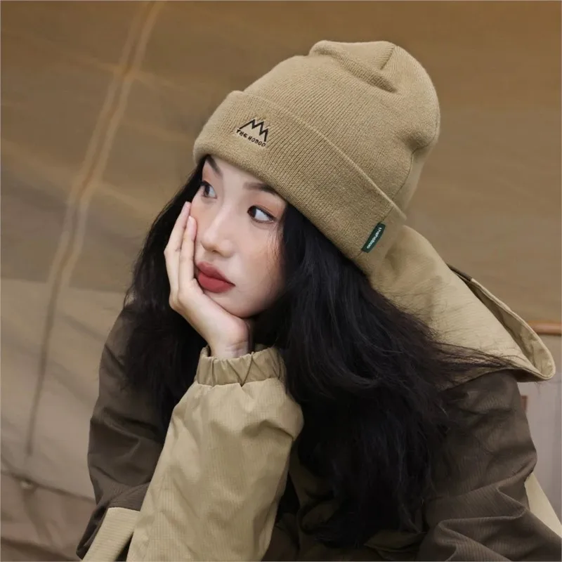 Autumn Winter Warm Ear Flap Block,Cap with Color Vintage Knit Beanie for Women - Small Face Bucket Hat