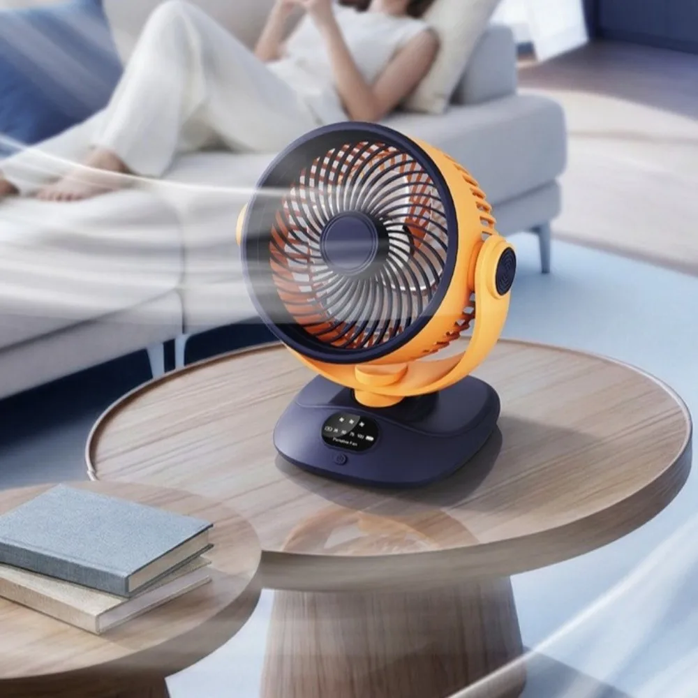 LED Digital Display Desktop Electric Fan 120° Rotating High-Power Air Circulation Fan Type-c Rechargeable Silent