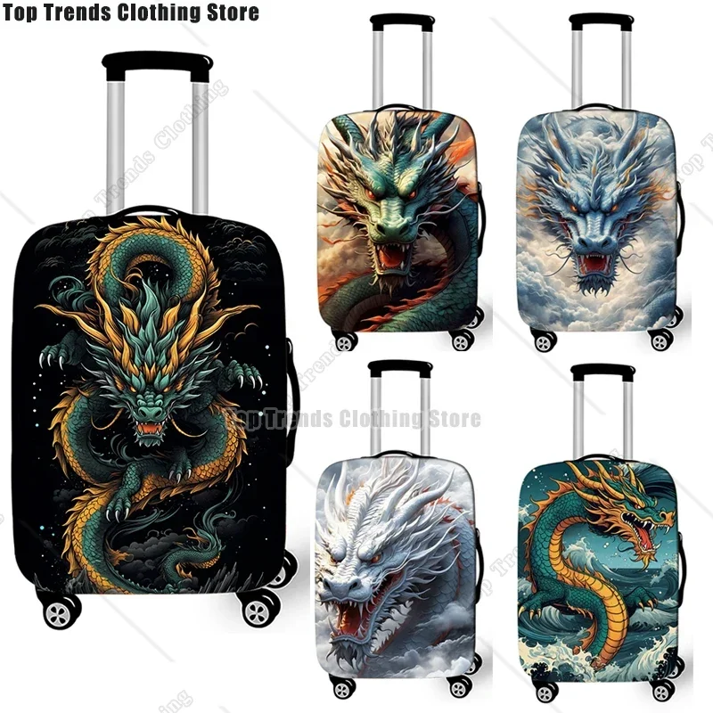 Fantasy Chinese Dragon Print Luggage Cover  Elastic Trolley Case Protective Cover  Anti-dust Suitcase Cover for Travel