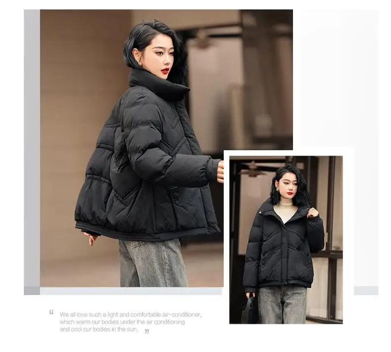 2025 moda Otoño/Invierno nueva chaqueta de plumón para mujer Chaqueta corta con cuello levantado para ir al trabajo