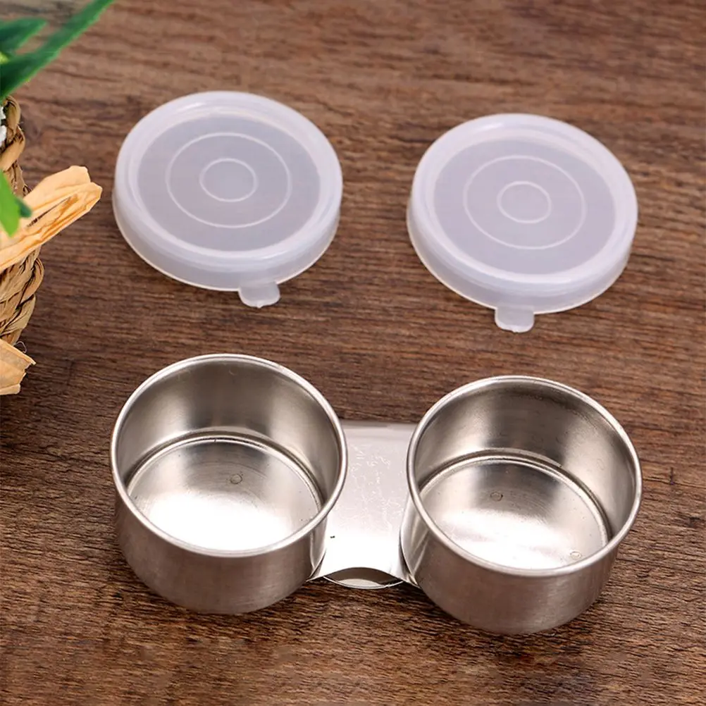 2Pcs Silver Stainless Steel Oil Pot with Lid for Painting Brush Mixing Cups Container Suitable for Home School