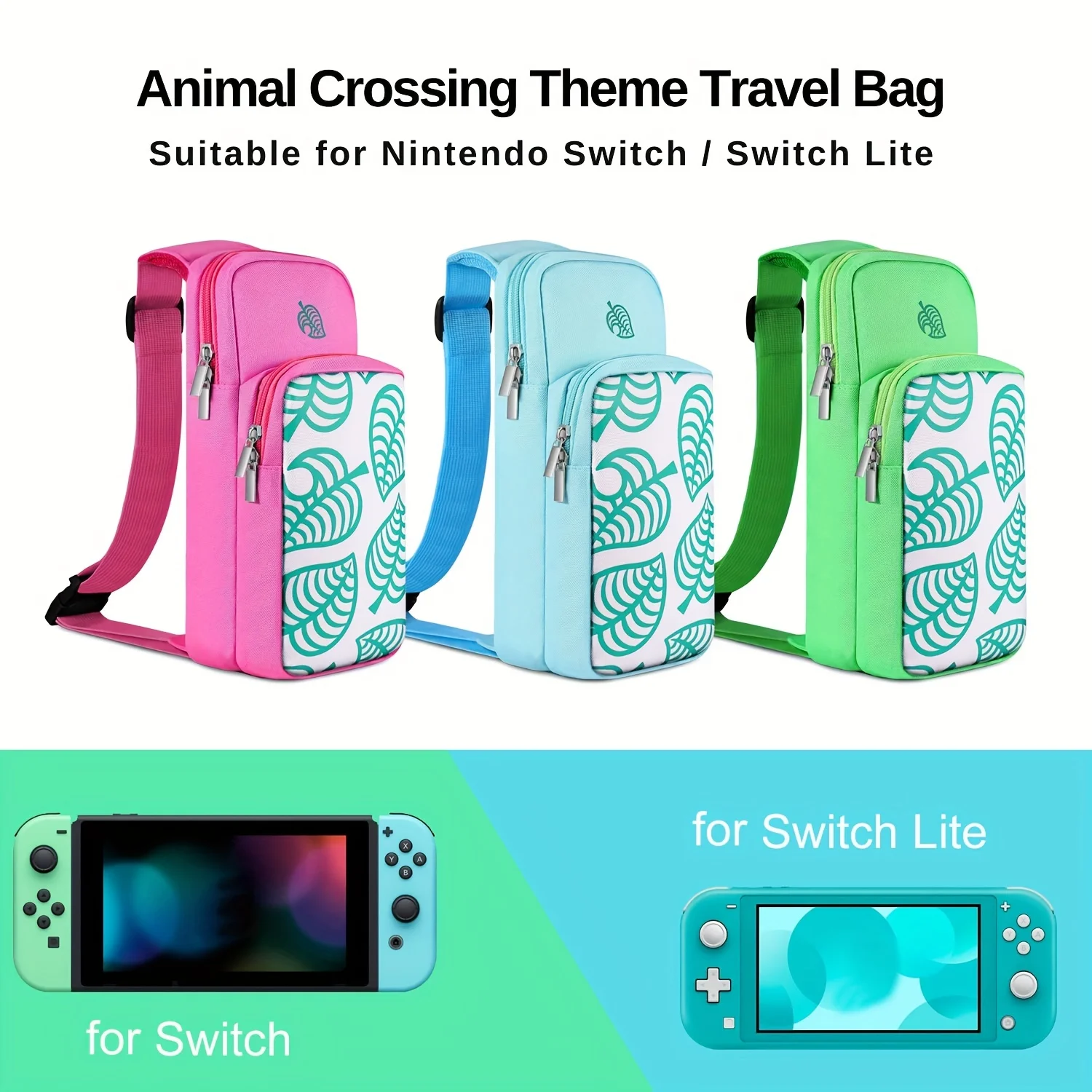 Shoulder Bag Animal Crossing Leaves Case For Nintendo Switch Console Adjust Carrying Storage Bag Travel Protection Cute For Kid