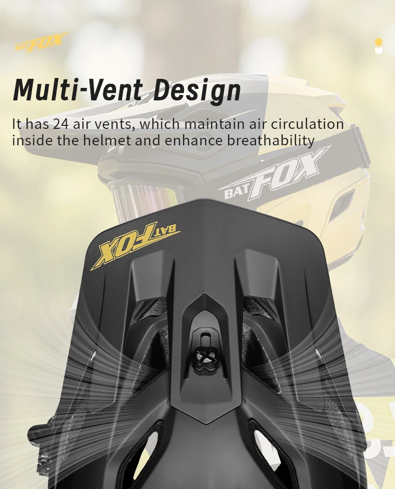 BATFOX Full Face Fahrradhelm Männer Frauen Downhill Off-Road Radfahren Motorrad Outdoor Sport Schutz Sicherheit MTB Fahrradhelme – Detail 7