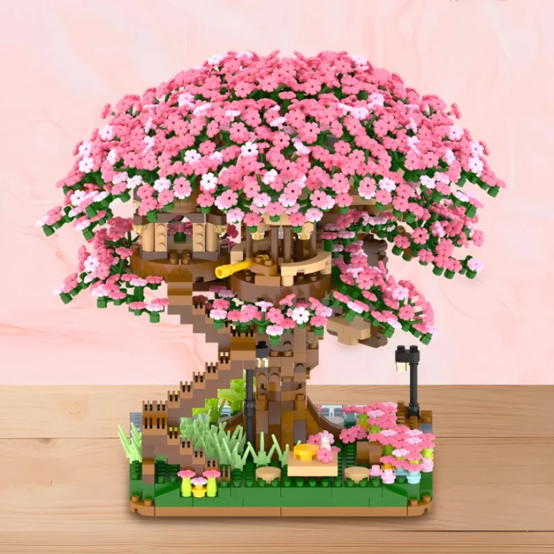 

OUZEY Romantic Sakura Bonsai Lego Kit for Girlfriend, Unique Valentine's Day Gift for Her, DIY Flower Model Home Decor