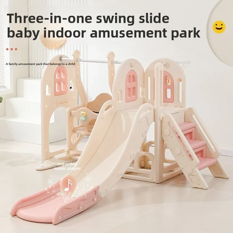 

Large Size Extra Long Indoor Kid Slide Swing Combo Baby Playground Equipment Toddlers Play Center Home Gym Activity Toy Children
